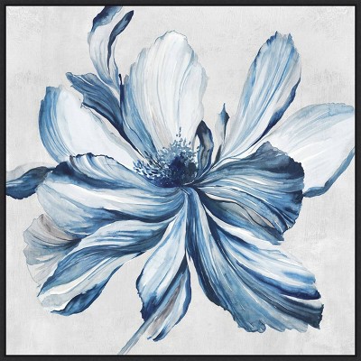 Amanti Art 30" x 30" Botanical Teal II by Asia Jensen Framed Canvas Wall Art Print : Modern Decor, Polystyrene Frame