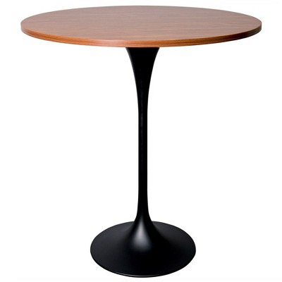 LeisureMod 36" Round Bar Height Dining Table with MDF Top and Black Stainless Steel Pedestal Base Verve Collection