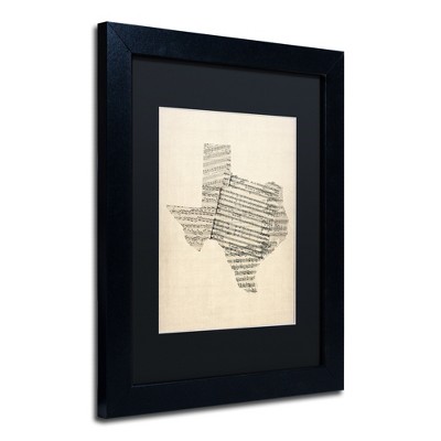 Michael Tompsett 'Old Sheet Music Map of Texas' Matted Framed Art