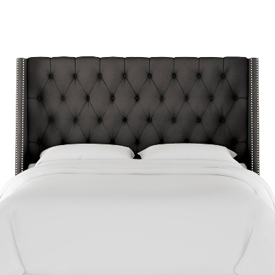Skyline Furniture Arlette Diamond Tufted Wingback Headboard in Velvet