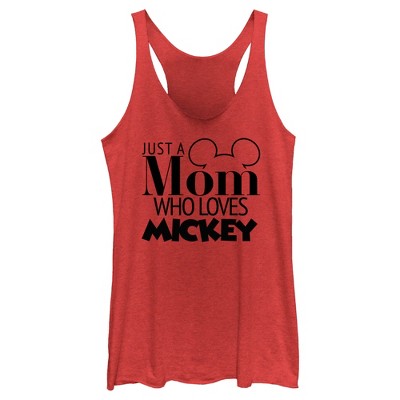 Women's Mickey & Friends Just a Mom Who Loves Mickey Racerback Tank Top