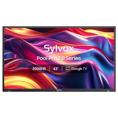SYLVOX Outdoor TV, 43inch Full Sun Smart Outdoor TV, 4K 2000nit, IP55 Waterproof Smart TV, Latest Google TV with Dobly Atmos (Pool Pro2.0)