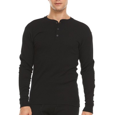 Minus33 Merino Wool Midweight - Men's Long Sleeve Henley 100% Merino Wool Black L