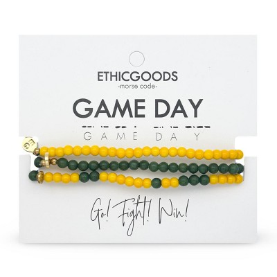 Morse Code Game Day Stacker Bracelets: Green & Yellow | ETHICGOODS