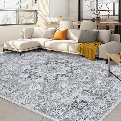 Garvee Washable Living Room Area Rug Vintage Print Non-Slip Runner Vintage Indoor Large Carpet for Bedroom Dining Room Office
