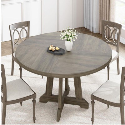 47-Inch Round Wood Dining Table for 4 – Modern Farmhouse Kitchen Table with Sturdy Legs