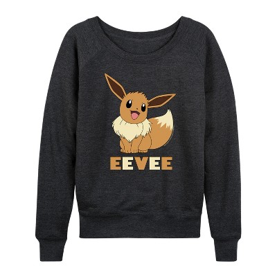 Women's - Pokémon - Eevee Lightweight French Terry Wide Neck Long Sleeve Graphic Shirt