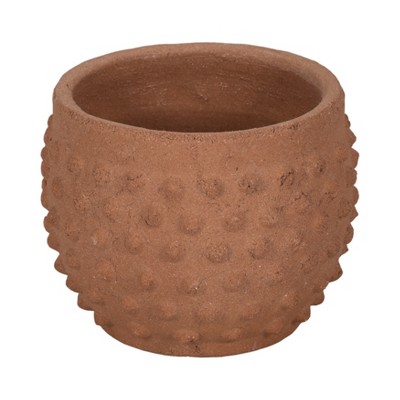 Textured Pottery Terracotta Planter with Raised Dot Design and Rounded Body - Decorative Handcrafted Planter for Indoor Outdoor Display