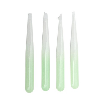 Unique Bargains Durable Convenient Eyebrow Tweezer Kit Gradient Green 1 Set