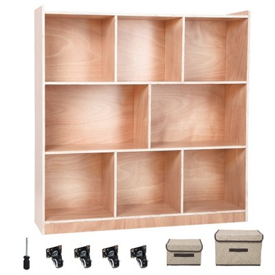8-Compartment Mobile Storage Cubby Cabinet with 2 Storage Boxes, Toy Shelves for Classrooms, Daycare, Home, Kindergarten