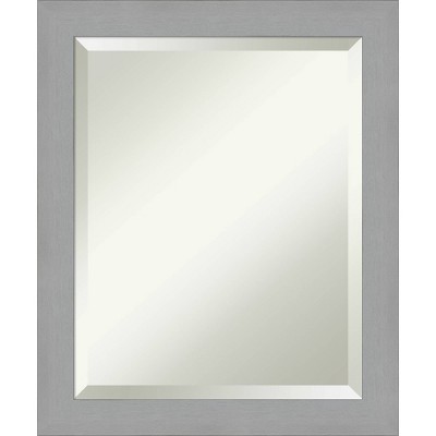 20" x 24" Brushed Nickel Framed Wall Mirror Silver - Amanti Art: Modern Beveled, No Assembly Required