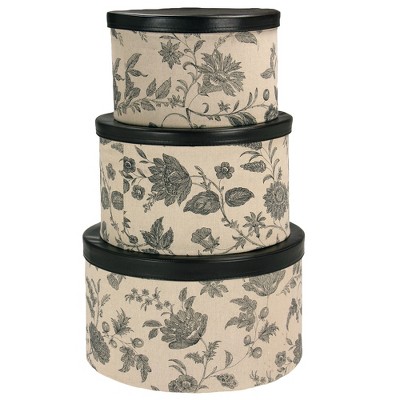 Round Hat Boxes with Lids, Large, Medium and Small, Stackable and Nestable