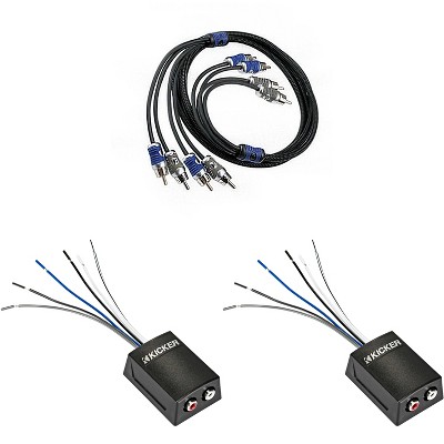 Kicker (2) 46KISLOC2 K-Series Stereo Line-Output Converter w/ Remote Turn-On Output & 46QI46 6 Meter 4-Channel Signal Cable