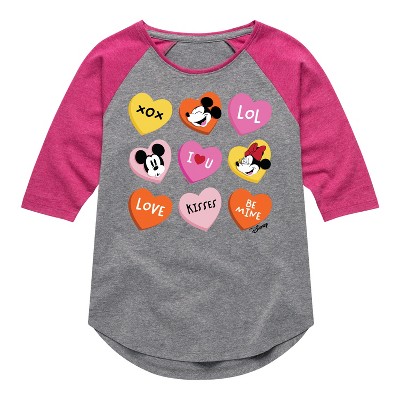 Girls' - Disney - Heart Grid Shirt Tail Raglan Graphic T-shirt