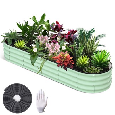 GustoWave 8x2x1ft Raised Garden Bed, Galvanized Raised Bed, Garden Boxes Outdoor, Open-Ended Base Galvanized Planter, Metal Planter Raised Boxes