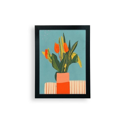 9" x 12" Red Tulips in a Vase Gigi Rosado Frame Wall Art - Deny Designs: Modern Abstract Screen Print, Wood Composite Frame