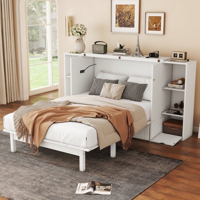 TiramisuBest Full Size Murphy Bed, White, MDF+LVL, 93x76x44 inches, 225 lbs, Space-saving