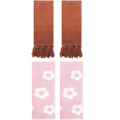 REGALWOVEN 4 Pcs Cotton Bathroom Decorative Hand Towel 14" x 30"