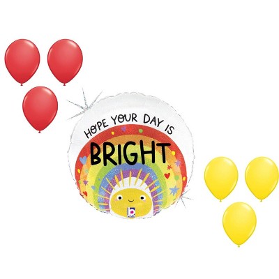 LOONBALLOON Bright Day Rainbow Sun Holographic Balloon Medium Shape Set (6x latex)