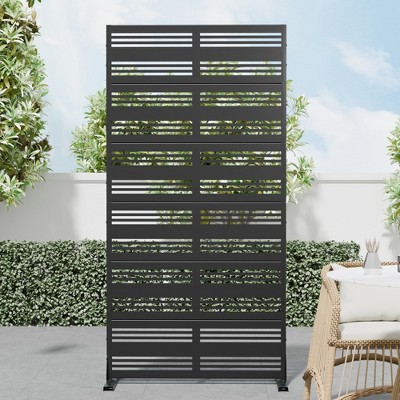 SpassWay 72"H 35"W Outdoor Metal Garden Trellis Privacy Screen Lattice Panel Indoor Room Divider In Black