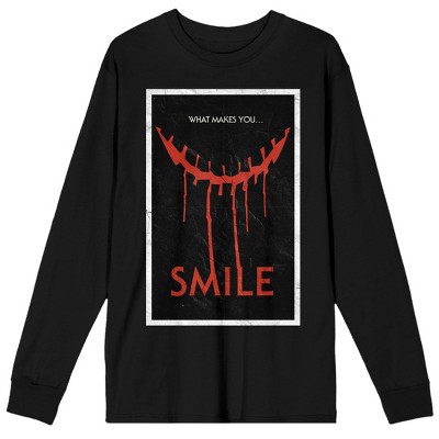 Smile What Makes You…Smile Poster Crew Neck Long Sleeve Adult Black Tee