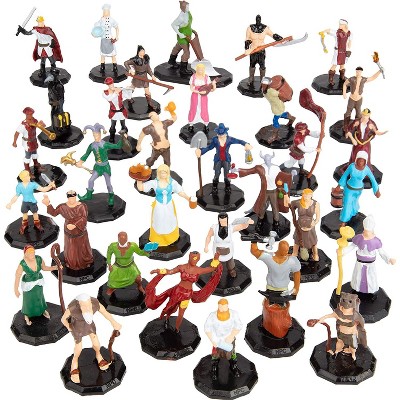 1" Hex Townsfolk Mini Fantasy Figures Set - 32 Unique Non Player Characters NPC - Nobility, Merchants, Peasants, Entertainers, Compatible w RPG Games