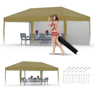 10'x20' Heavy Duty Commercial Canopy Tent, UV & Waterproof Instant Shelter with 2 Sidewalls, Includes Carry Bag, 4 Weight Bags, 8 Stakes, 6 Ropes