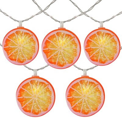 Northlight LED Orange Slice Indoor Outdoor Patio Light Set - 4.5' Clear Wire - 10ct