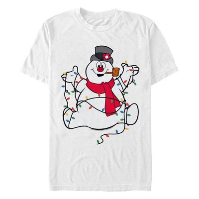 Men's Frosty the Snowman Tangled Christmas Lights T-Shirt