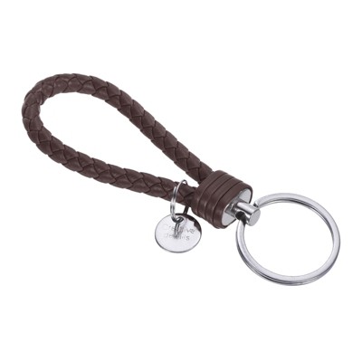 Unique Bargains Braided PU Leather Keychain with Stainless Steel Key Ring