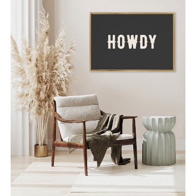 Kate & Laurel All Things Decor 23"x33" Sylvie Howdy Landscape Black Framed Canvas by Honey Island Studio