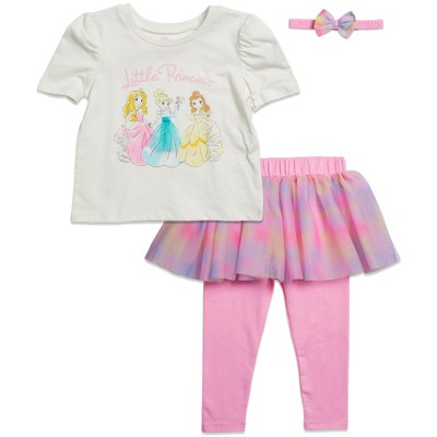 Disney The Little Mermaid Princess Cinderella Girls T-Shirt Leggings and Headband 3 Piece Outfit Set Toddler to Little Kid