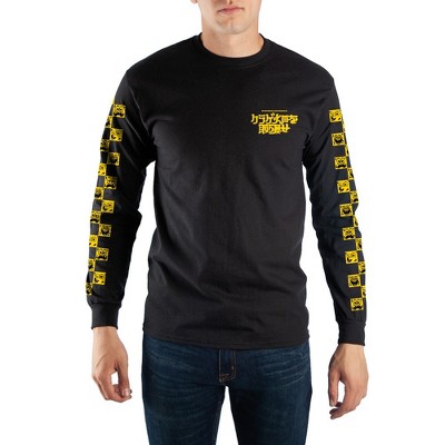 Mens Spongebob Squarepants Cartoon Character Black & Yellow Long Sleeve Shirt