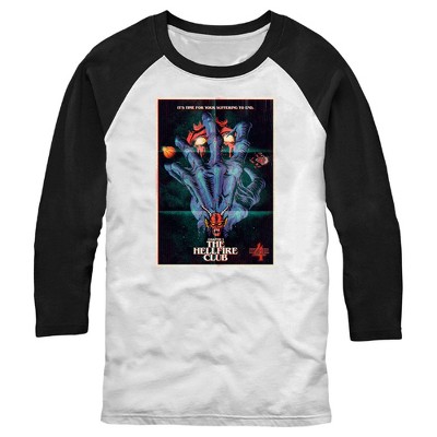 Men's Stranger Things Retro Hellfire Club Poster Baseball Tee