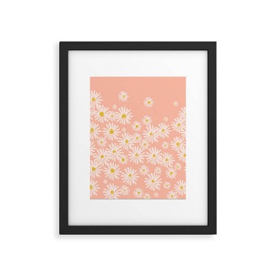 13"x19" ThirtyOne Illustrations Pink Daisy Black Framed Canvas Wall Art - Deny Designs: Modern Style, MDF Composite Frame