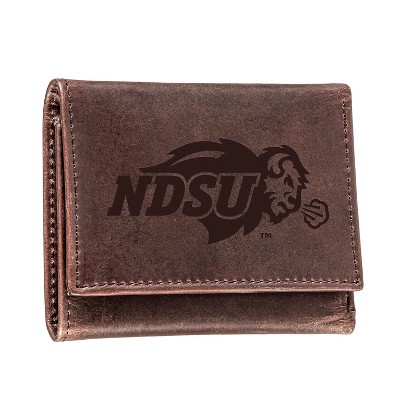 Evergreen NCAA North Dakota State Bison Brown Leather Trifold Wallet Officially Licensed with Gift Box