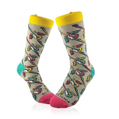 Flying Guitar Pattern Socks (Tween Sizes, Small) from the Sock Panda