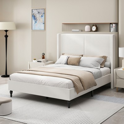 Queen Size Bed Frame with 55.5"High Back Upholstered Headboard
