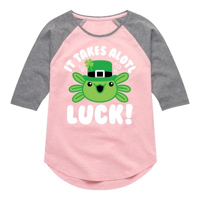 Girls' - Instant Message - St. Patrick's Day It Takes Alotl Luck Shirt Tail Raglan Graphic T-shirt