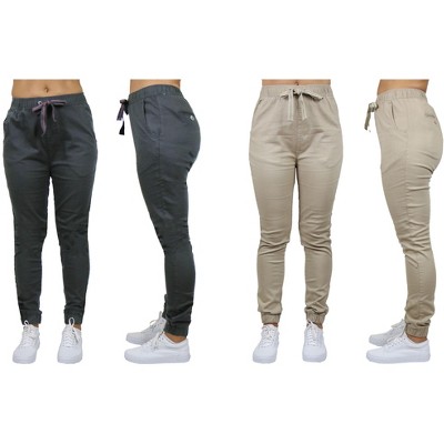 Galaxy By  Harvic Women's Loose Fit  Basic Stretch Twill Joggers-2 Pack