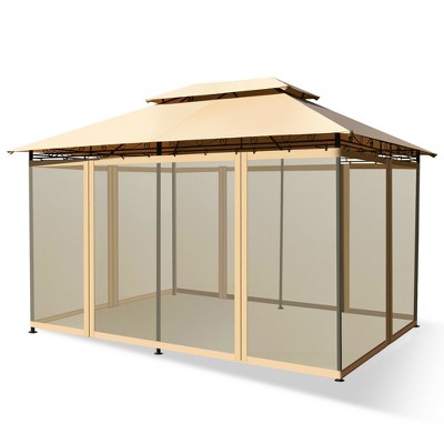 Costway 2-Tier 10'x13' Steel Gazebo Canopy Tent Shelter Patio Garden Outdoor Netting