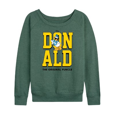 Women's - Disney - Vintage Donald Duck Art Lightweight French Terry Wide Neck Long Sleeve Graphic Shirt