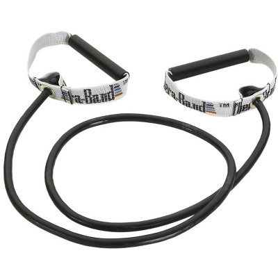 THERABAND Resistance Tubing, Hard Handles, 50 IN, Black, Special Heavy Thickness, 7.3 LBS Resistance, Level 6