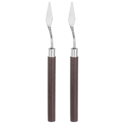 Unique Bargains Stainless Steel Wood Handle Flexible Polished Palette Knife 2 Pcs