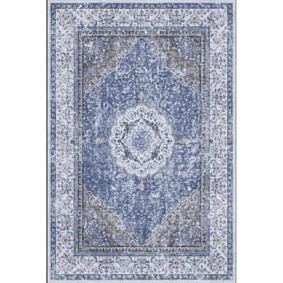 Coolmee Washable Area Rug for Living Room Boho Rugs Non-Slip Thin Vintage Throw Carpet for Bedroom Office Dining Room Kitchen Home