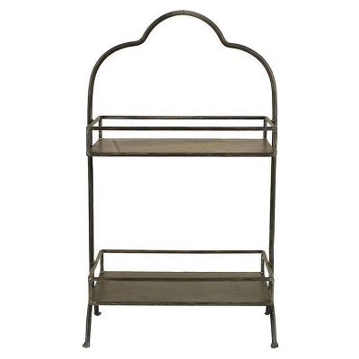 Metal 2 Tier Tray - Storied Home: Decorative, Space-Saving Organizer, Black Wire Sides
