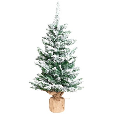 Northlight Frosted Pine Artificial Christmas Tree in Burlap Base - 3' - Unlit