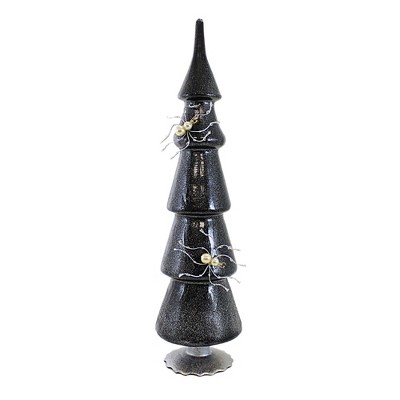 Craftoutlet.Com 16.25 In Glistening Black Spider Tree , Silver Base 5 Tiered (1PC)
