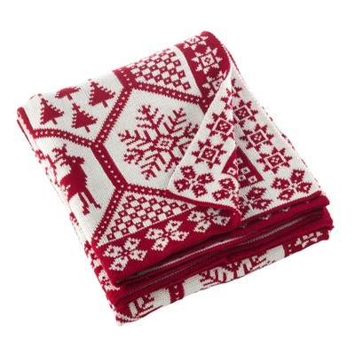 Saro Lifestyle Christmas Knit Throw Blanket, 60"x80", Red