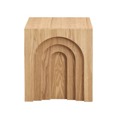 COWLOWN White Modern Square Side Table, Accent Table for Living Room, Bedroom, Small Coffee Table with Imitation Wood Finish